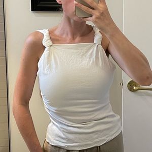 Small Zara stretch linen knot strap top 🤍